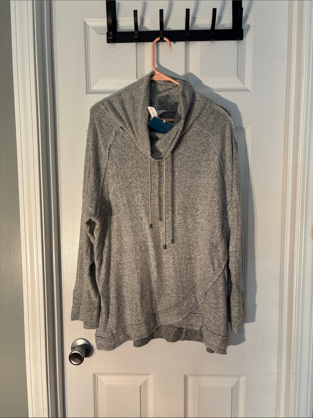 Market & Spruce Gray Cowl Neck Drawstring Tunic